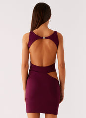 Velvet Wine Mini Dress - Boysenberry