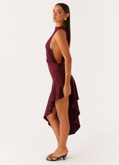 Venetia Asymmetric Maxi Dress - Deep Maroon