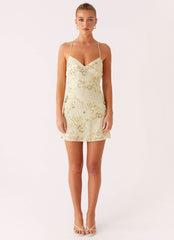 Vietta Sequin Cami Mini Dress - Yellow