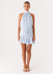 Willow Chiffon Mini Dress - Blue