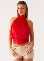 Willow Chiffon Top - Red