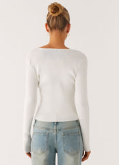 Wonderwall Lace Up Long Sleeve Top - White