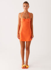 Contessa Halter Mini Dress - Orange