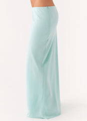 Another Life Chiffon Maxi Skirt - Pale Blue