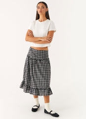 Laura Midi Skirt - White Black Check