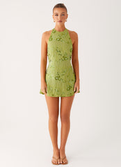Leo Beaded Mini Dress - Green
