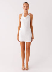 Love Line Halter Mini Dress - White