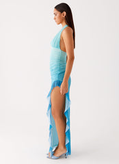 Moraya Halterneck Maxi Dress - Blue Gradient