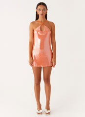 Radiant Energy Cowl Back Mini Dress - Orange