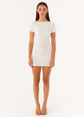 Rita Ruched Mini Dress - White